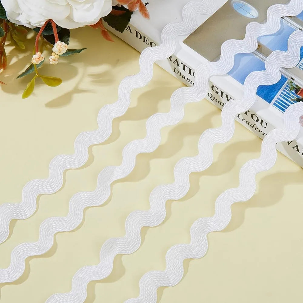 26 Yards White Wave Ric Rac Fringe Trim Ribbon | Sew-On Craft Trim Ribbon QXL