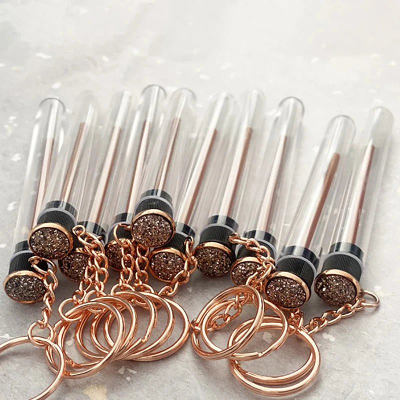 Gold Glitter Lash Spoolie Brush Tube Keychain | Reusable Lash Spoolie Keychain QXL