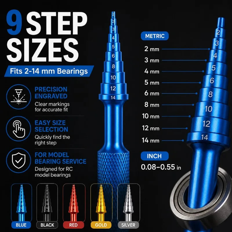 9-in-1 RC Bearing Removal Tool | 2–14mm Aluminum Alloy Bearing Removal Tool QXL