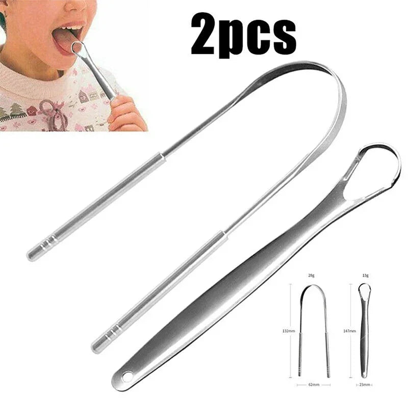 2-Pack Stainless Steel Tongue Scraper | Fresh Breath Tool Tongue Scraper Set QXL