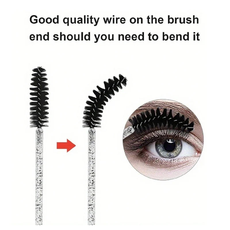 50/100-Pack Disposable Spoolie Brushes & Mascara Wands for Lashes Disposable Spoolie Brushes QXL