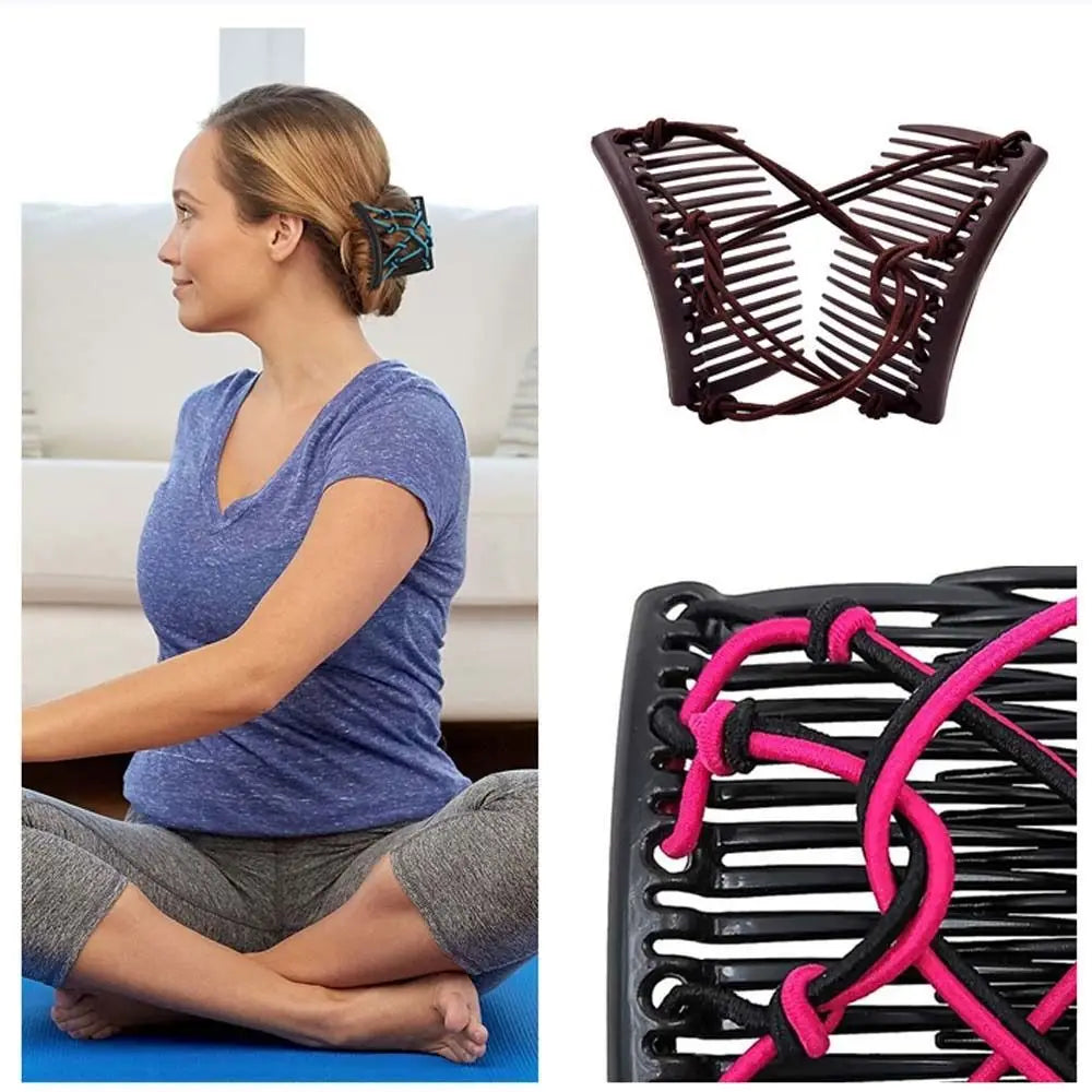 6-Color Elastic Rope Pan Hair Clips | Strong Hold Lazy Comb Pan Hair Clip QXL