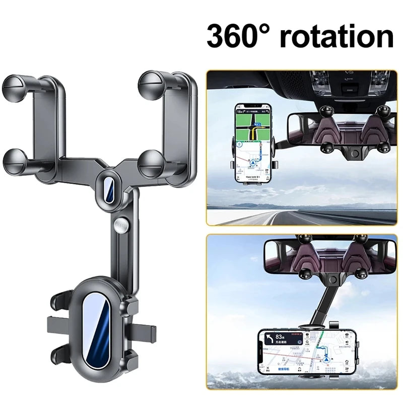 360° Rotating Car Phone Holder – Rearview Mirror Mount Car Phone Mount QXL
