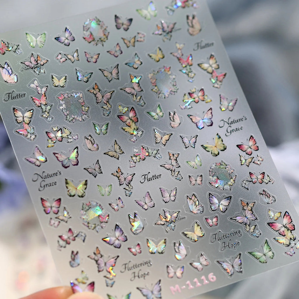 5D Holographic Butterfly Nail Art Stickers | Laser Decals DIY Nail Art Stickers QXL M1116
