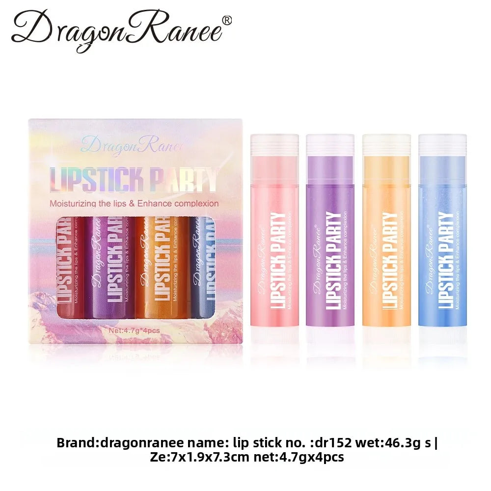 Dragon Ranee 4-Pc Pearlescent Mirror Lip Gloss Set | Long-Lasting Lip Gloss Set QXL