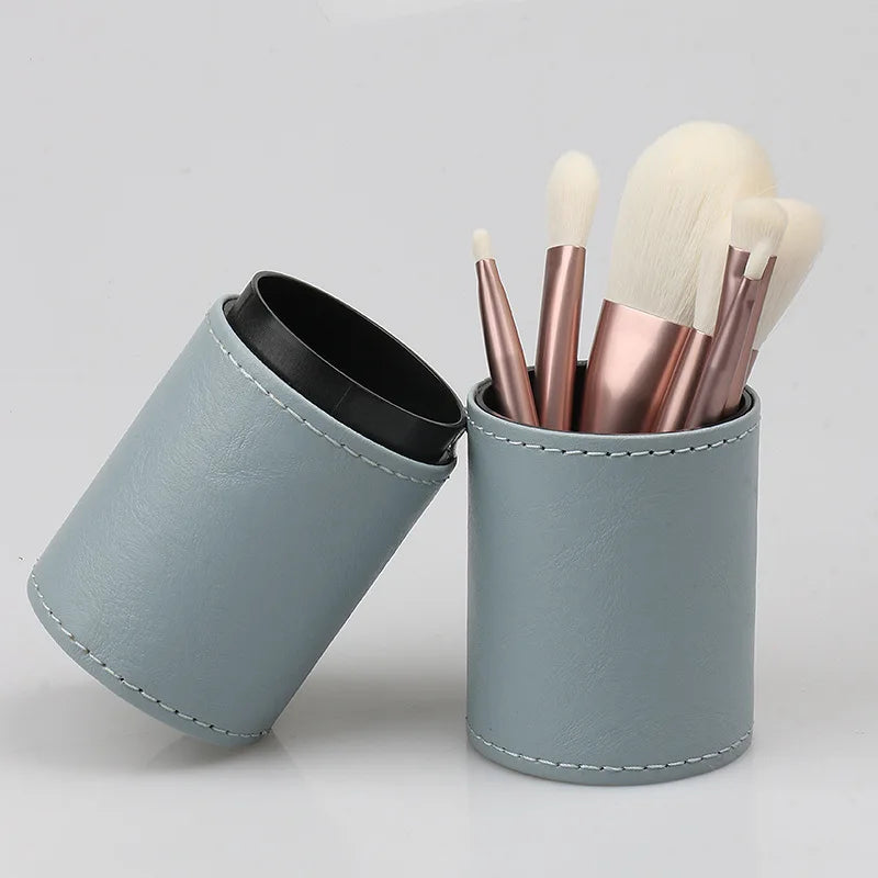 Mini PU Leather Makeup Brush Holder & Cosmetic Storage Bucket Makeup Brush Holder QXL