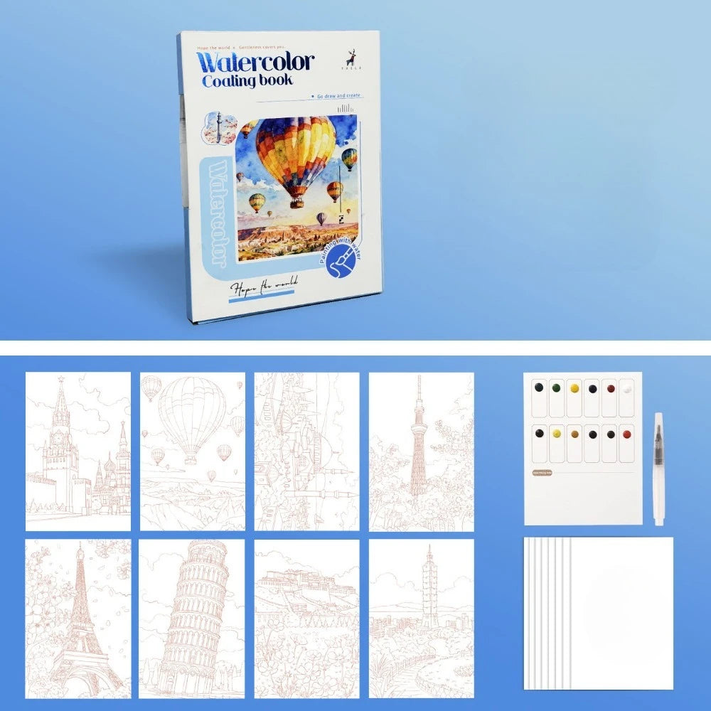 Adult Watercolor Painting Book | 3-Fold Layout & Pigments Watercolor Painting Book QXL C