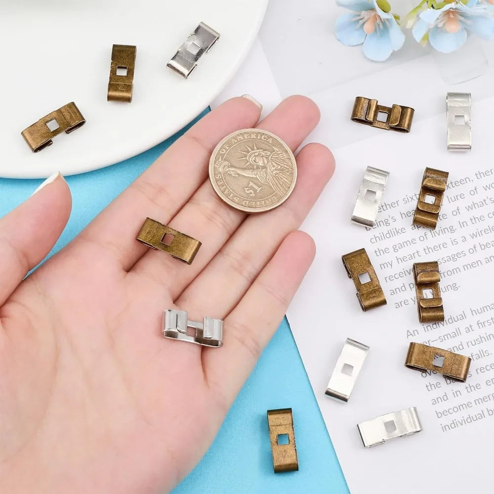 32-Pc Rectangle Bolo Tie Slide Clasps | DIY Antique Bronze Bolo Tie Findings QXL