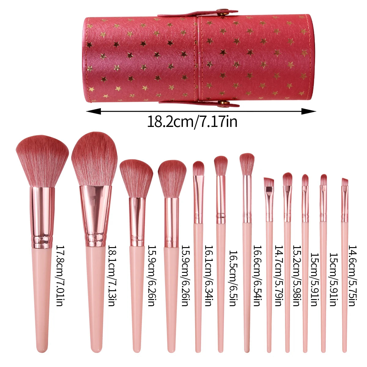 13-Pc Pink Makeup Brush Set + Star Case | KOSSHOW Makeup Brush Set QXL