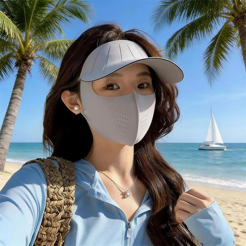 UPF50+ Sun Hat & Face Cover Set | Wide Brim UV Protection Sun Hat & Face Cover QXL