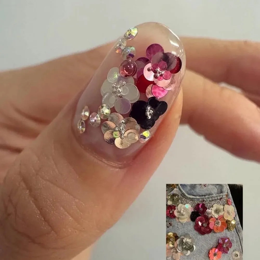 Y2K 12-Grid Polka Dot Glitter Nail Art Sequin Decorations Nail Art Decorations QXL