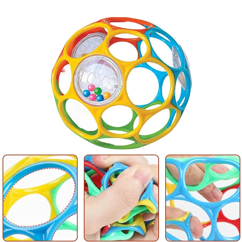 Soft Baby Grasping Ball Rattle with Bell | Sensory Toy Baby Sensory Rattle QXL