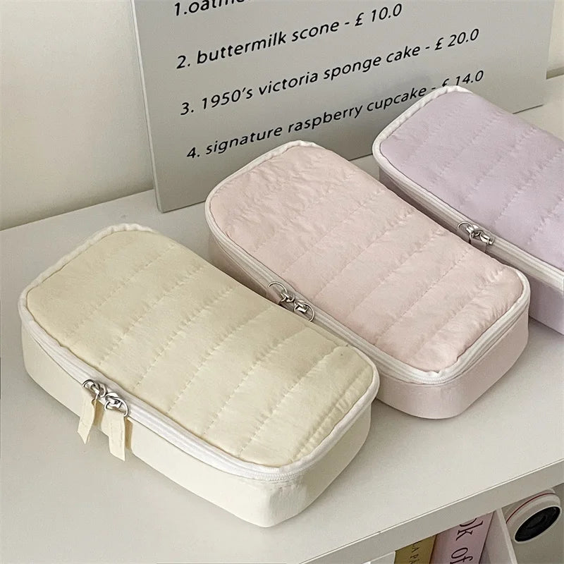 Kawaii Quilted Makeup Brush Pouch | Large Cosmetic Organizer Cosmetic Organizer Bag QXL