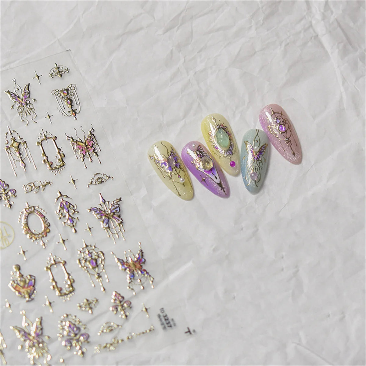 5D Bronzing Kawaii Nail Art Stickers | Gold Relief Decals Nail Art Stickers QXL