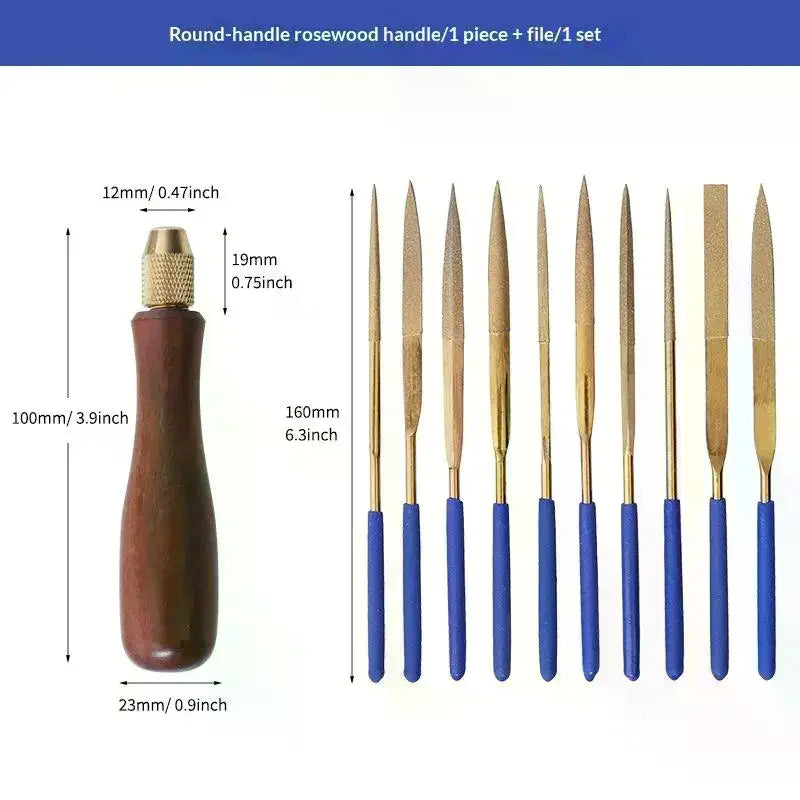 Wood File Handle Brass Collet Chuck | DIY Polishing Tool Set File Handle Tool QXL