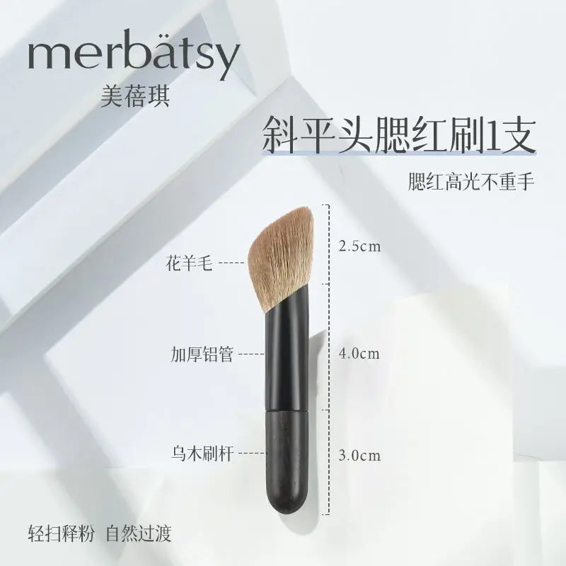 Mini Blush & Contour Brush – Soft Goat Hair, Wood Handle Blush Contour Brush QXL 01slanted flat head
