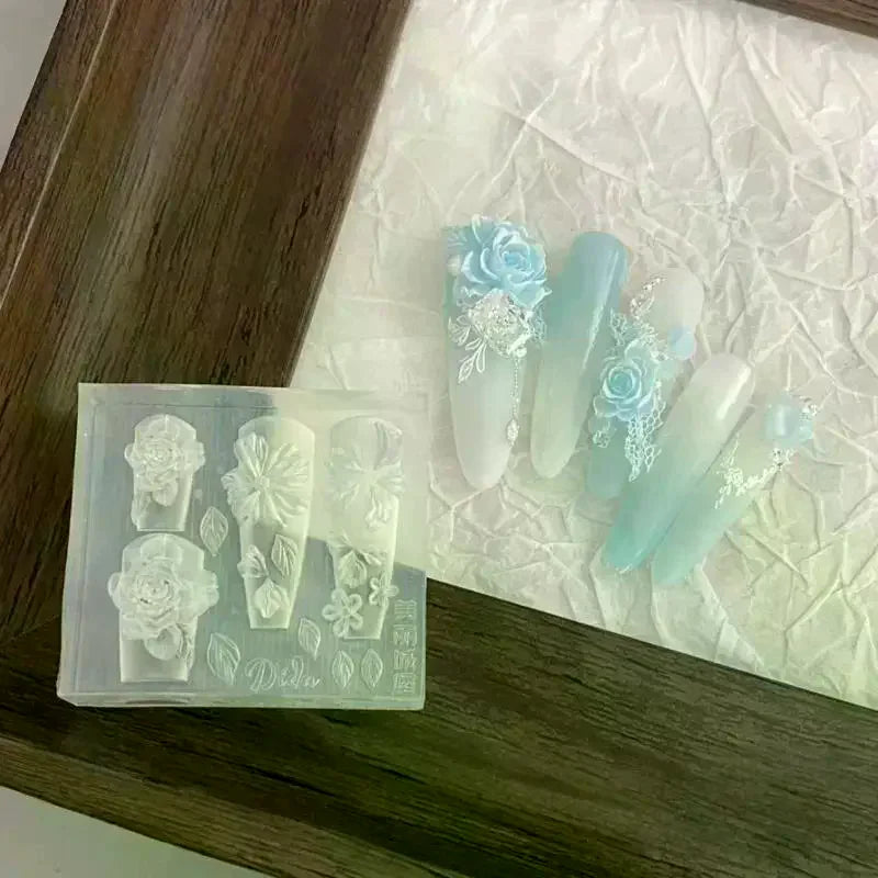 3D Rose Ice Flower Silicone Nail Art Carving Mold | YOVIP Silicone Nail Mold QXL