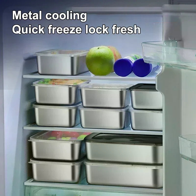316 Stainless Steel Food Tray with Lid | Rectangle Storage Dish Food Storage Tray QXL