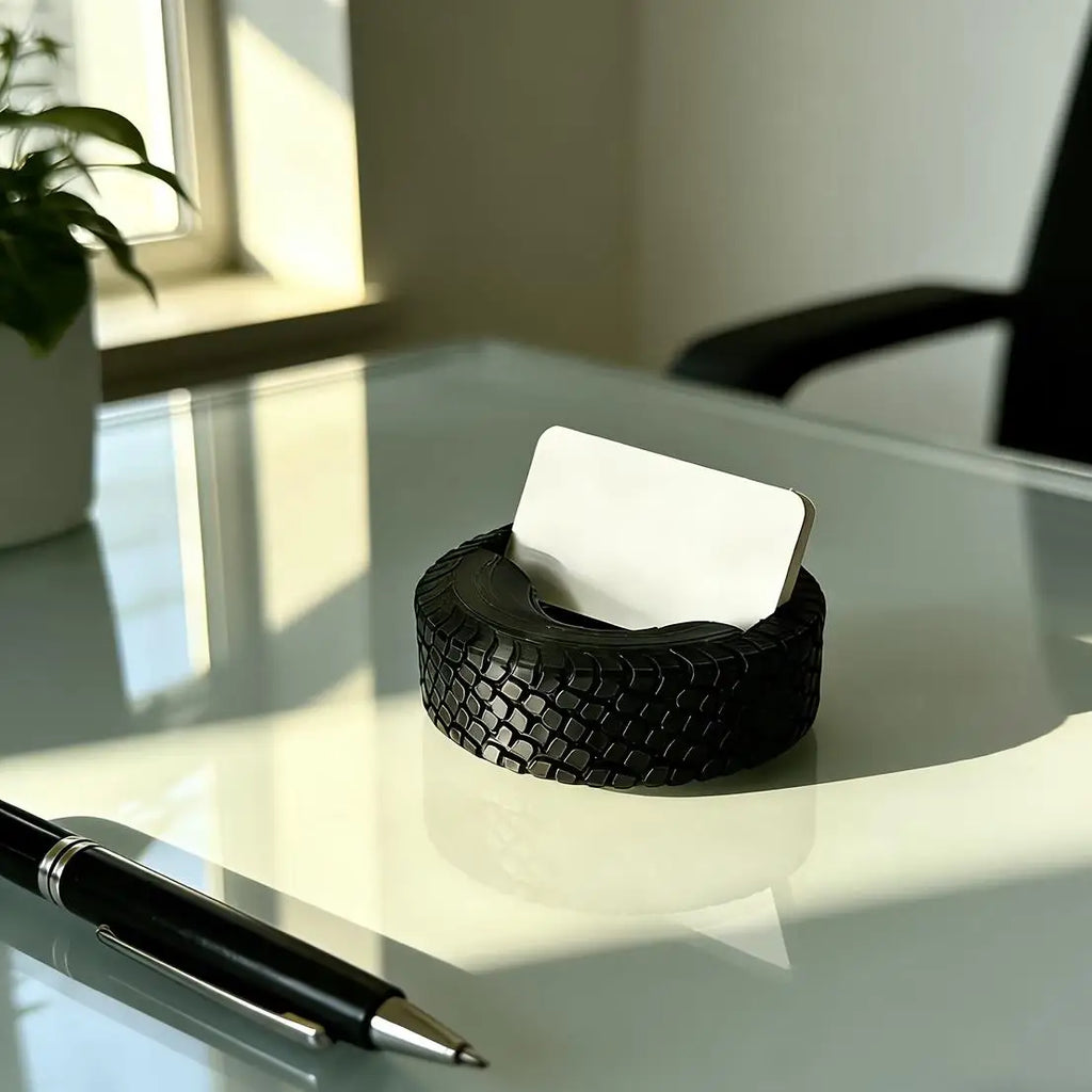 Tire-Shaped Business Card Holder | Auto-Themed Desk Organizer Business Card Holder QXL
