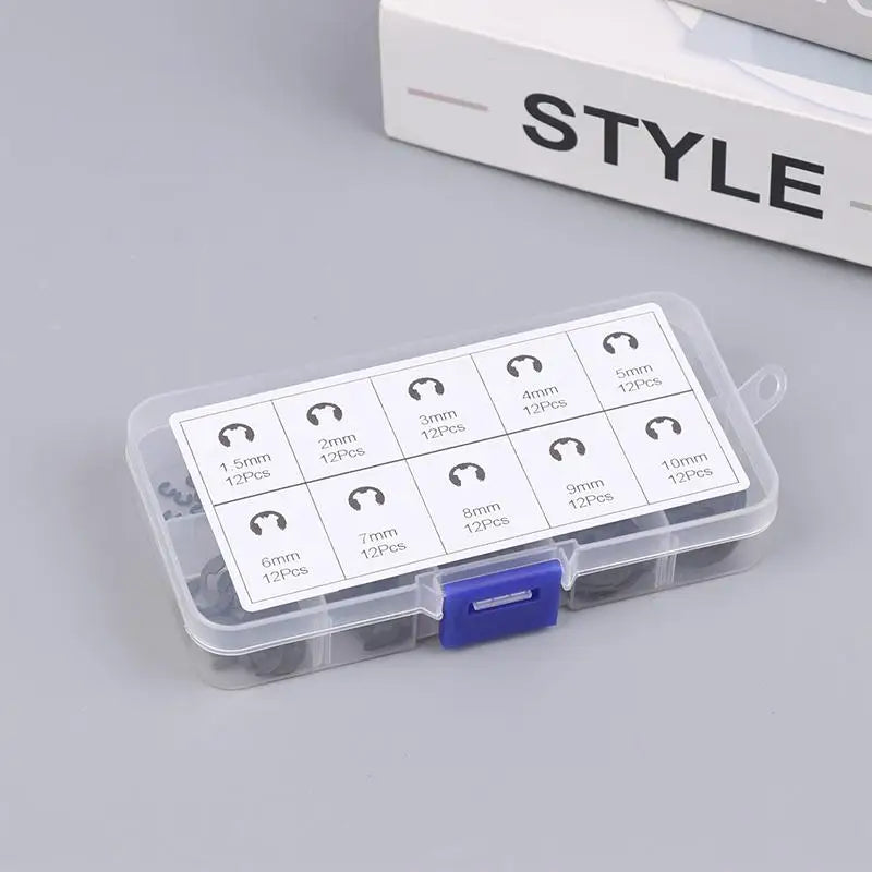 120-Pc Black Stainless Steel E-Clip Snap Ring Circlip Set M1.5–M10 Retaining Circlip Set QXL