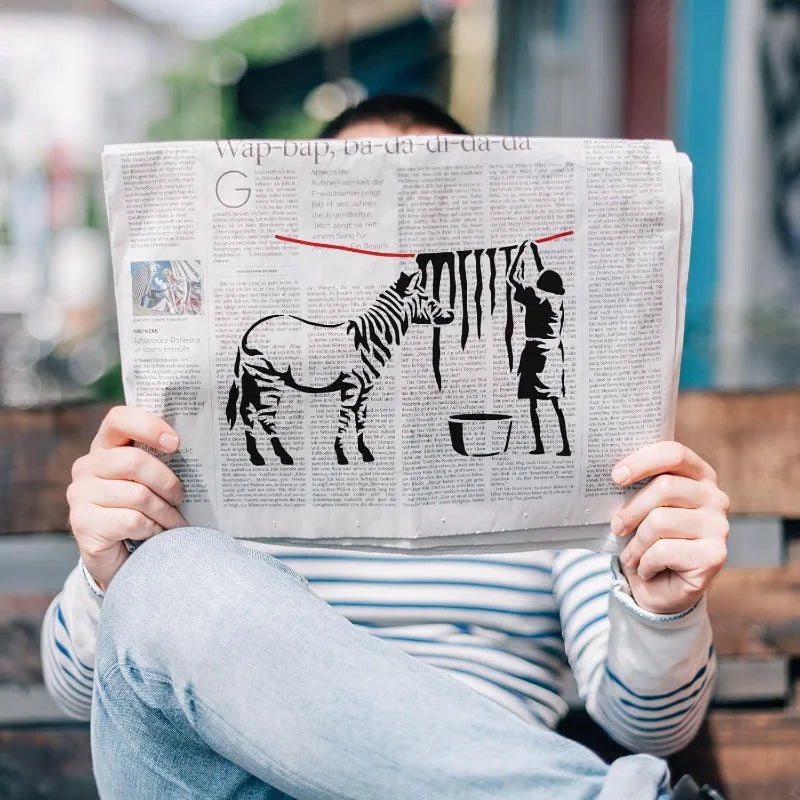 Banksy Zebra Wash Reusable Stencil 8.3x11.7" | DIY Craft Art Craft Painting Stencil QXL