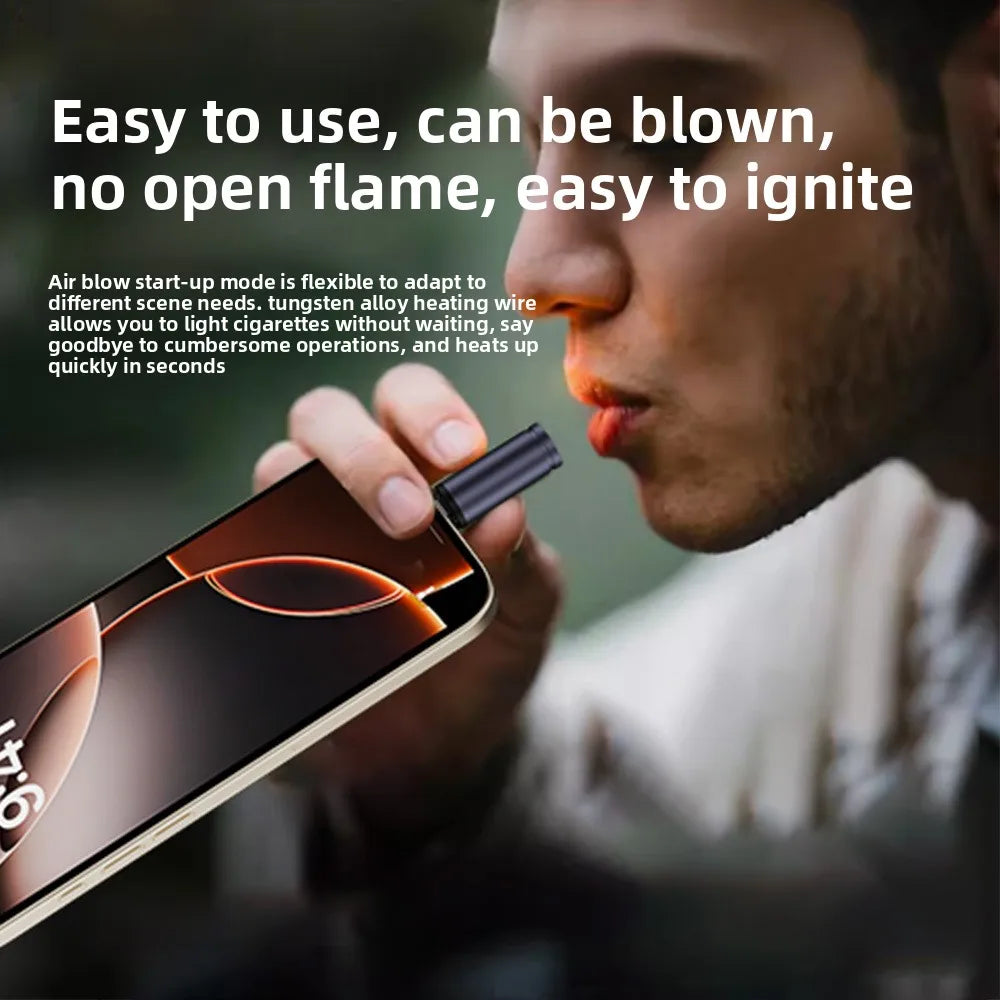 USB-C Flameless Electric Lighter | Blow to Ignite, Windproof Electric Arc Lighter QXL
