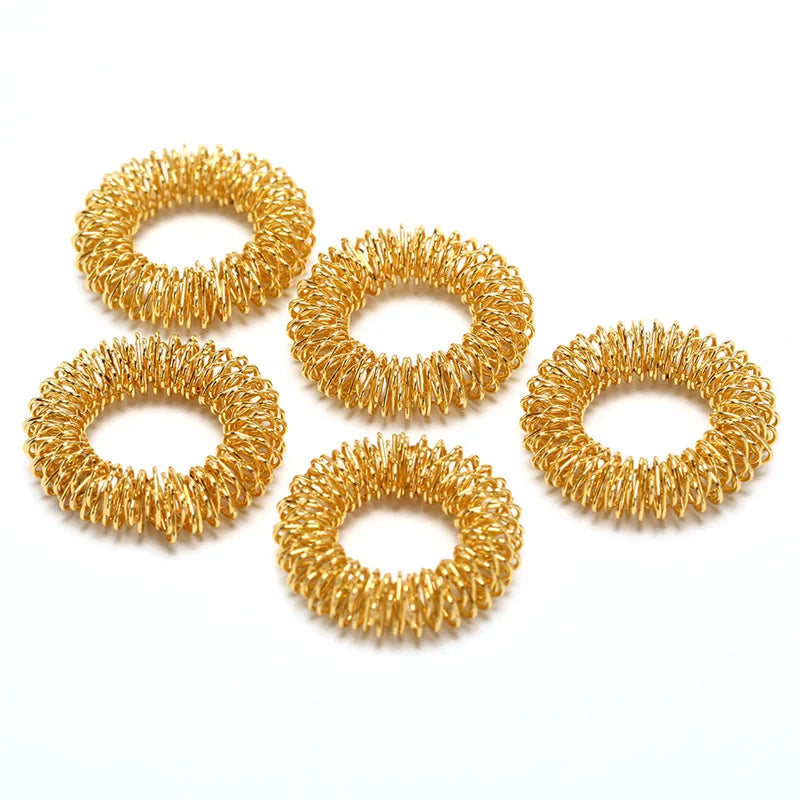 5-Pack Metal Finger Massage Rings | Acupressure Hand Massager Finger Massage Ring QXL Gold