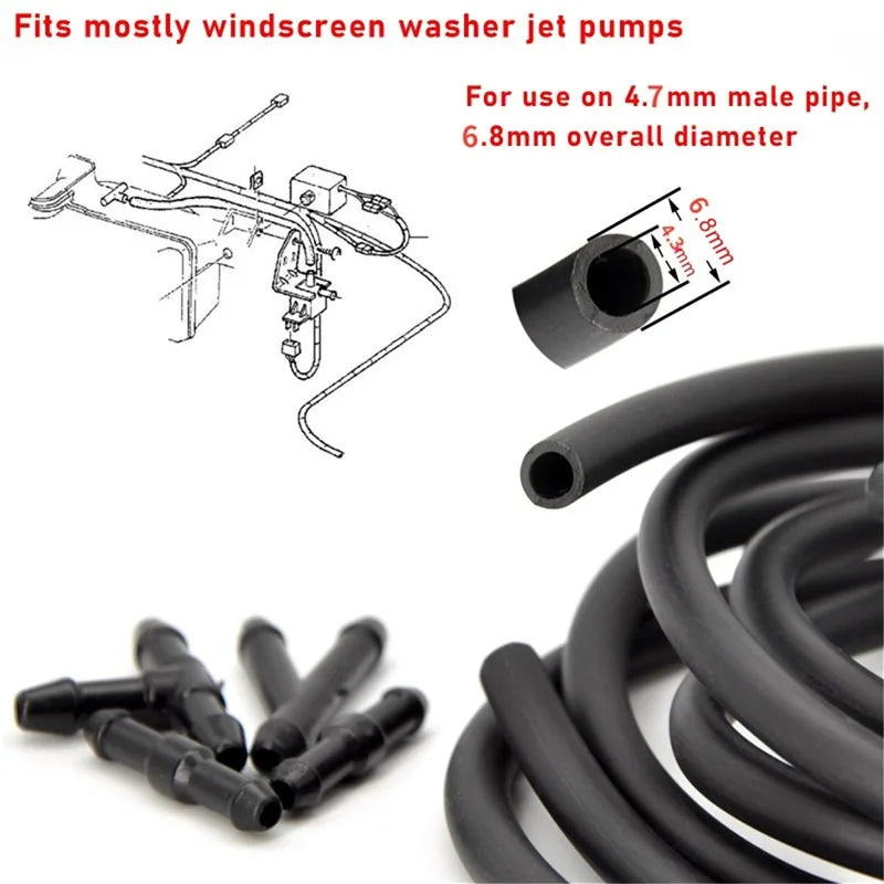 7-Pc Windscreen Washer Nozzle Jet Kit | 4-Way Valve & 2m Hose Washer Nozzle Kit QXL