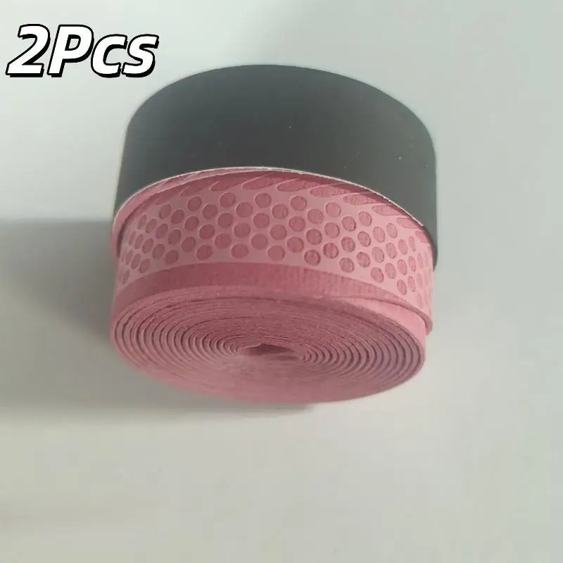 2-Pack PU Tennis & Badminton Racket Overgrip Tape | Sweat Absorb Racket Overgrip Tape QXL Rose red