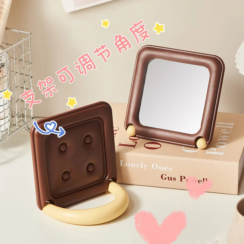 Chocolate Foldable Makeup Mirror | Portable Tabletop Magnifying Tabletop Makeup Mirror QXL