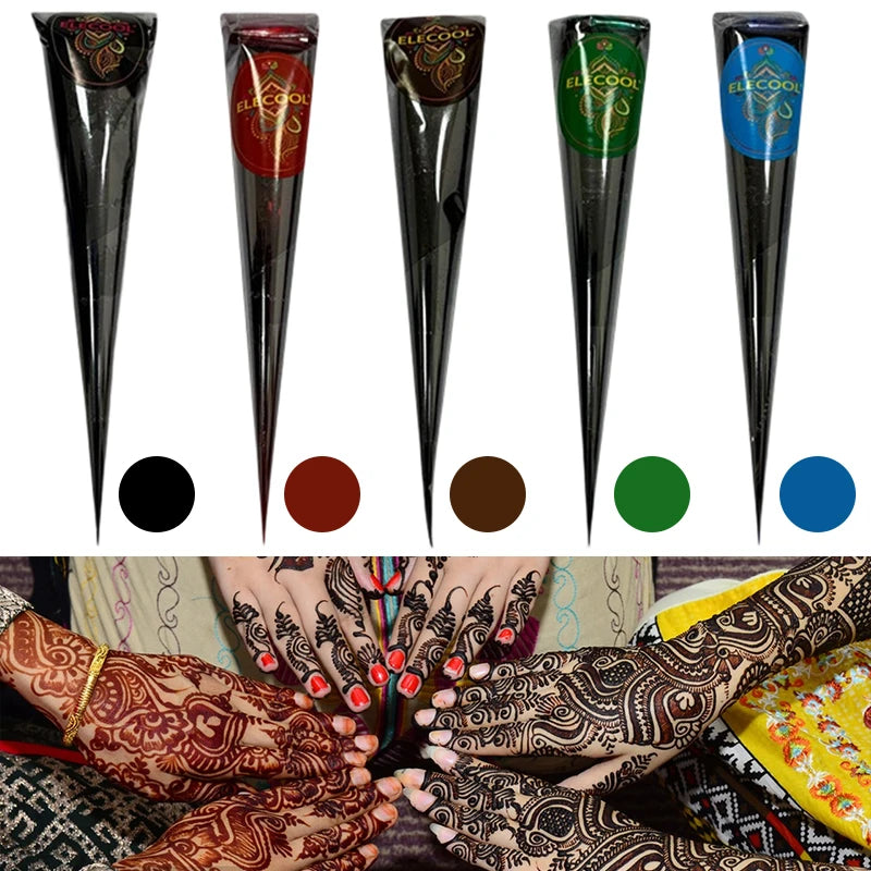Natural Henna Tattoo Cone | Waterproof Semi-Permanent Body Art Henna Tattoo Cone QXL