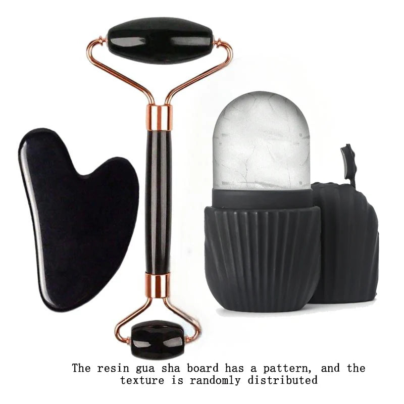 3-Piece Ice Face Roller & Gua Sha Facial Massage Set Facial Massage Tool Set QXL