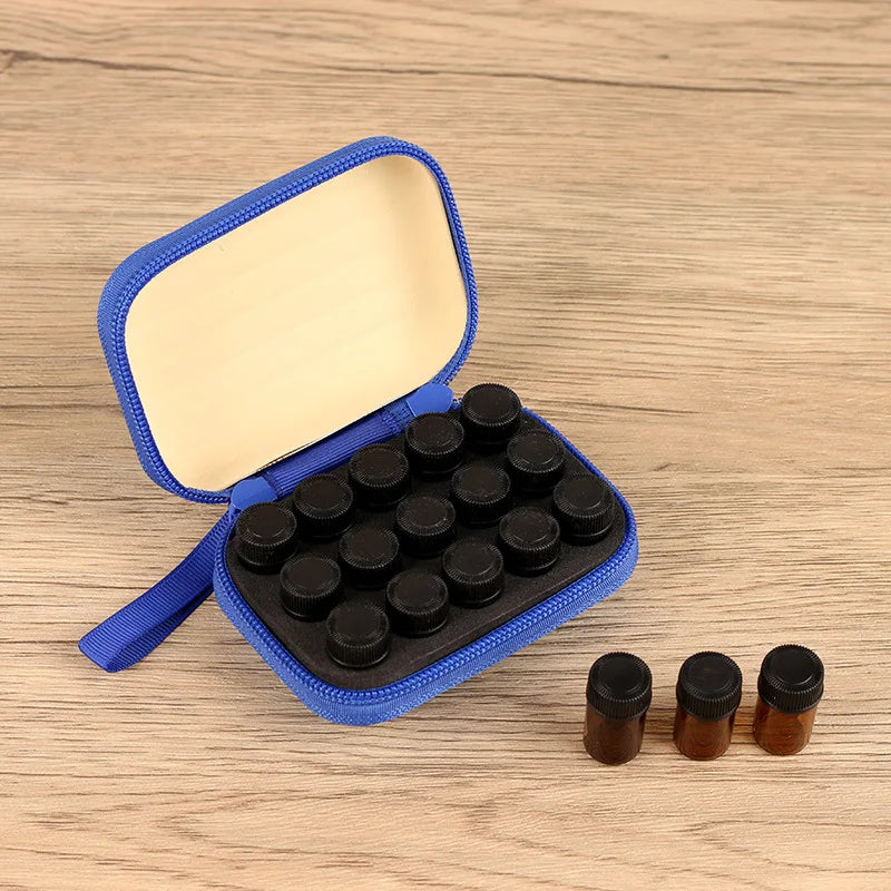 15-Grid Essential Oil Travel Bag for 1ml–2ml Sample Bottles Essential Oil Travel Case QXL