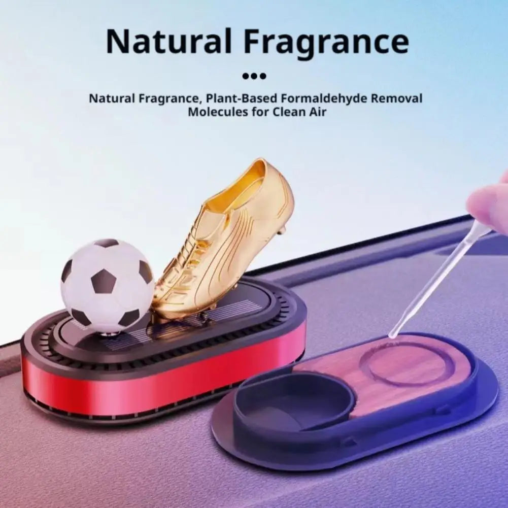 Solar Rotating Football Car Air Freshener | Golden Boot Decor Car Air Freshener QXL