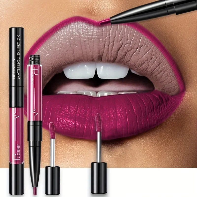 Double-Ended Lipstick & Lip Liner | Soft Matte Long-Lasting Lip Liner & Lipstick QXL 11