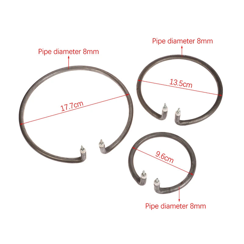 Round Electric Wok Heating Tube 500W/800W Anti-Rust Iron Pipe Wok Heating Element QXL