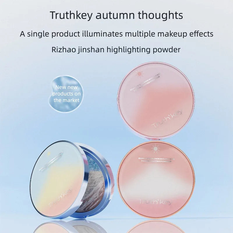 TRUTHKEY Three-Color 3D Face Highlighter Powder – Pearlescent Glow Face Highlighter Powder QXL