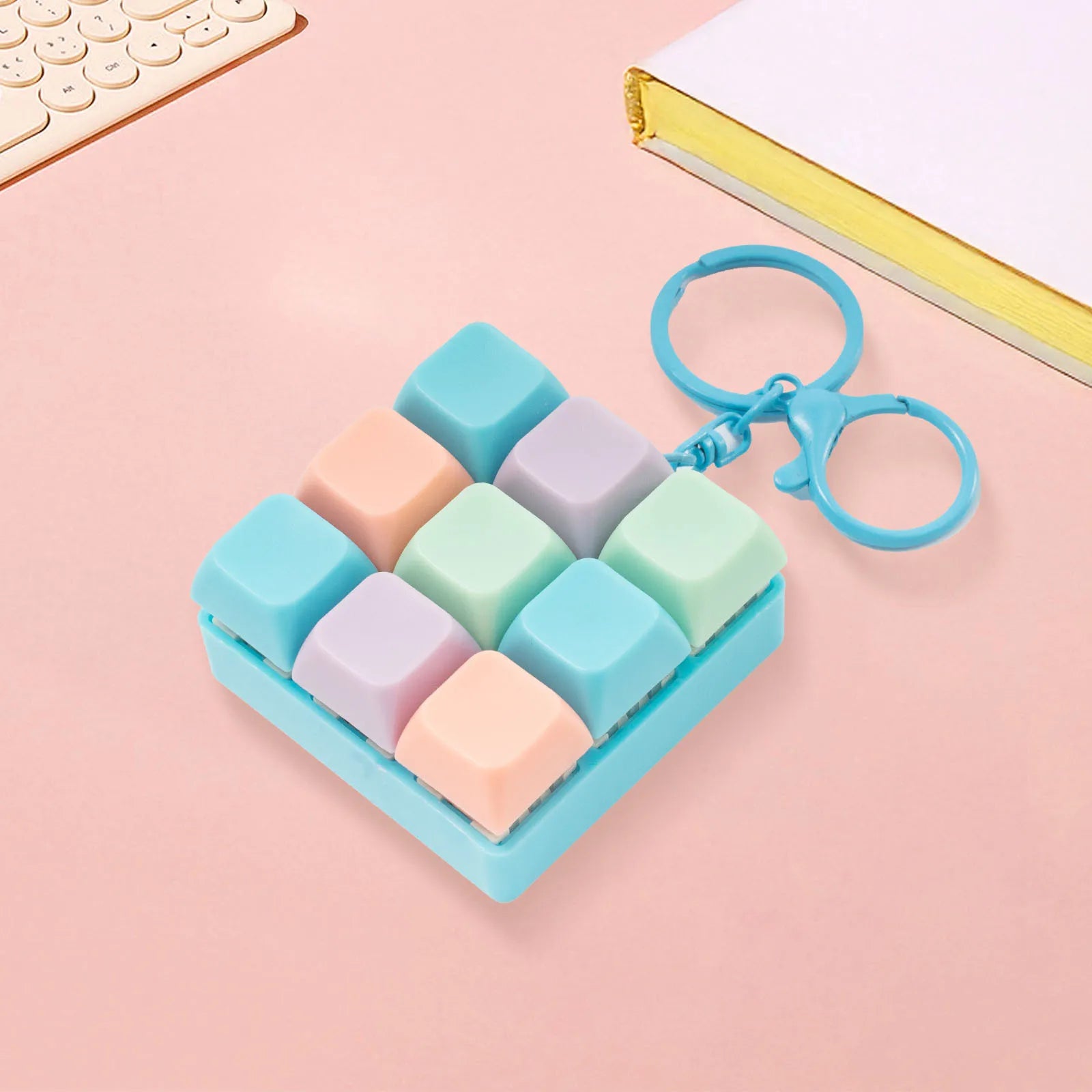 9-Key Keyboard Fidget Keychain | Clickable Mini Toy for Adults Fidget Keychain Toy QXL