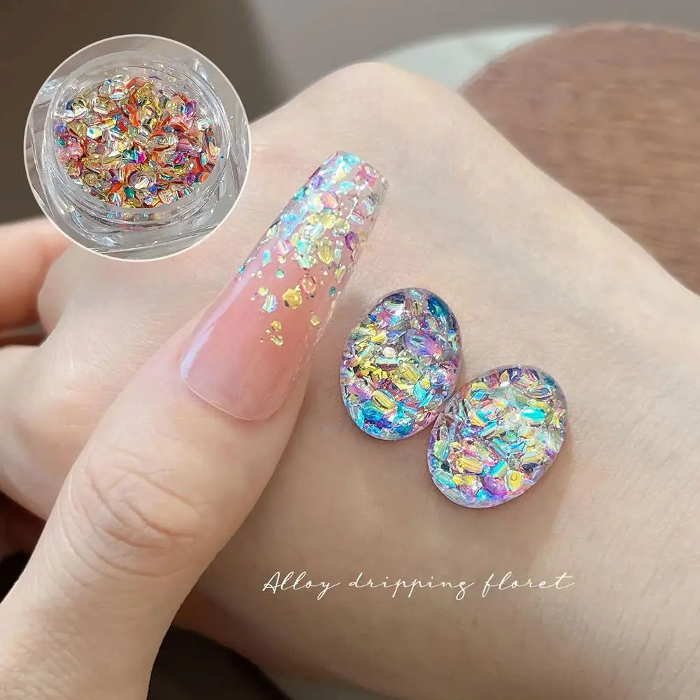Iridescent Nail Glitter Flakes | Sparkle Sequin Pigment Powder Nail Glitter Flakes QXL