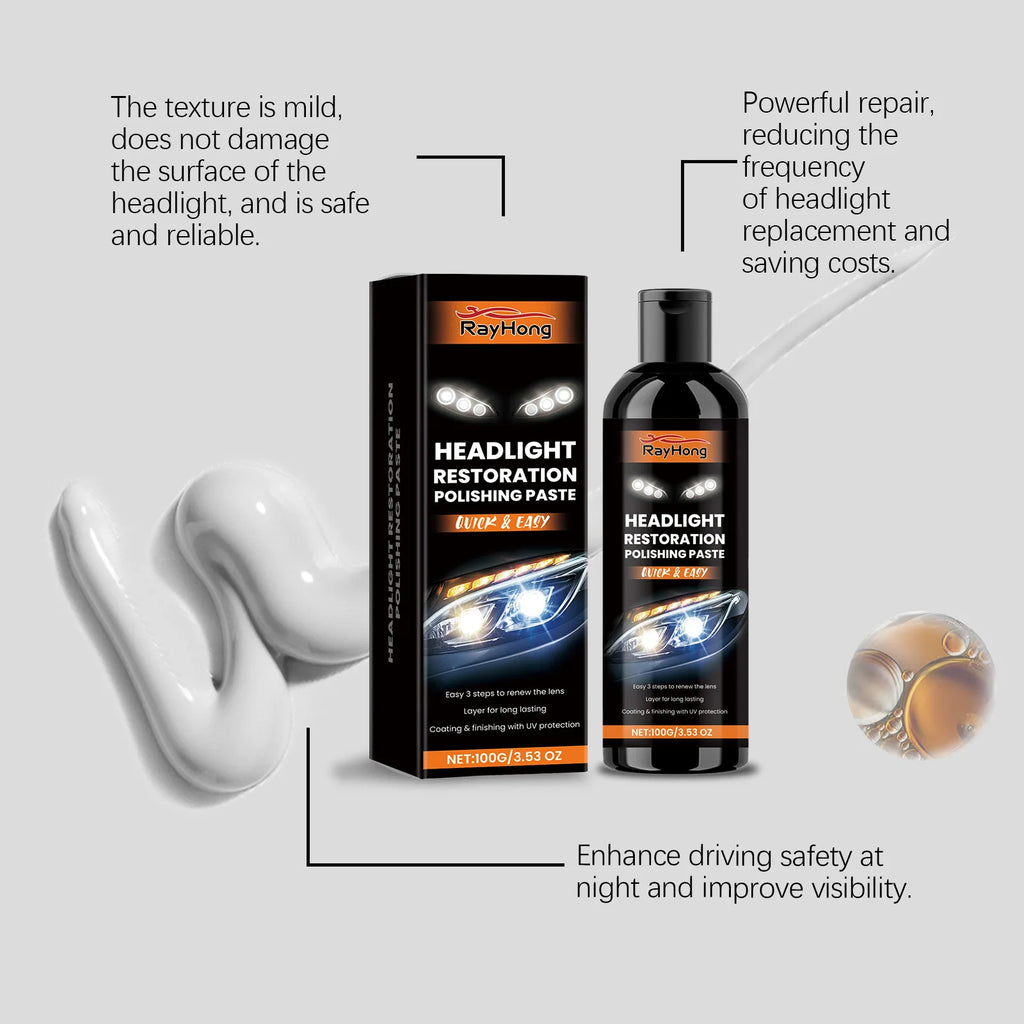 Car Headlight Polishing Paste | Remove Yellowing & Restore Clarity Headlight Polishing Paste QXL