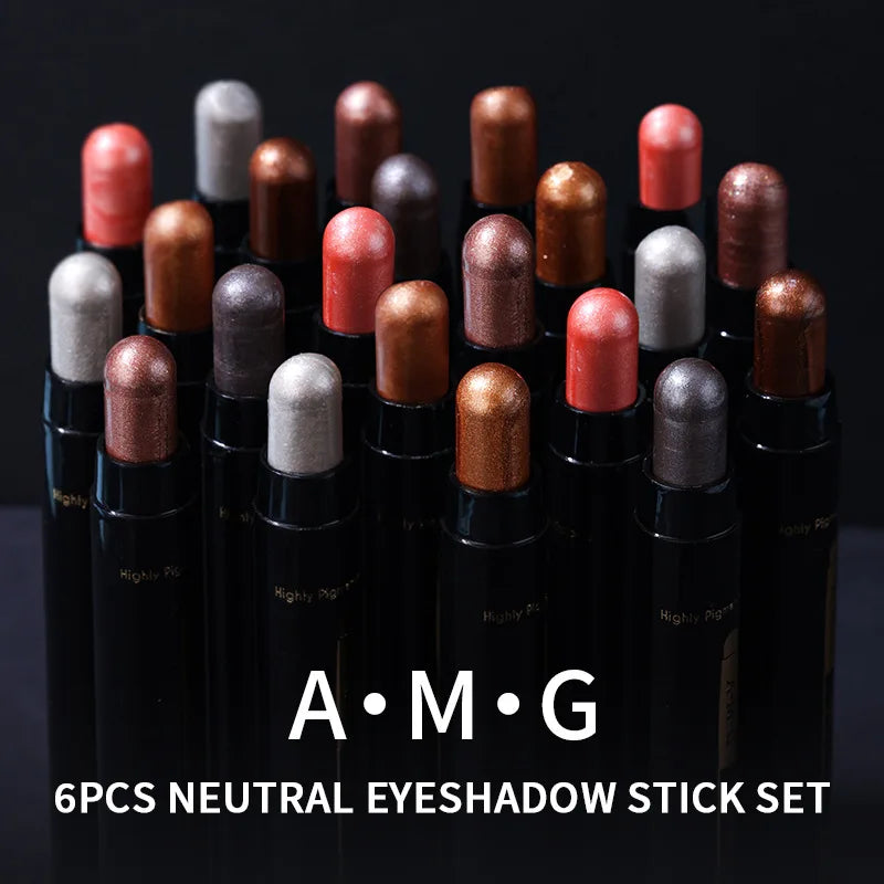 Pearl Shimmer Eyeshadow Stick Set – 6 Waterproof Shades Eyeshadow Stick Set QXL