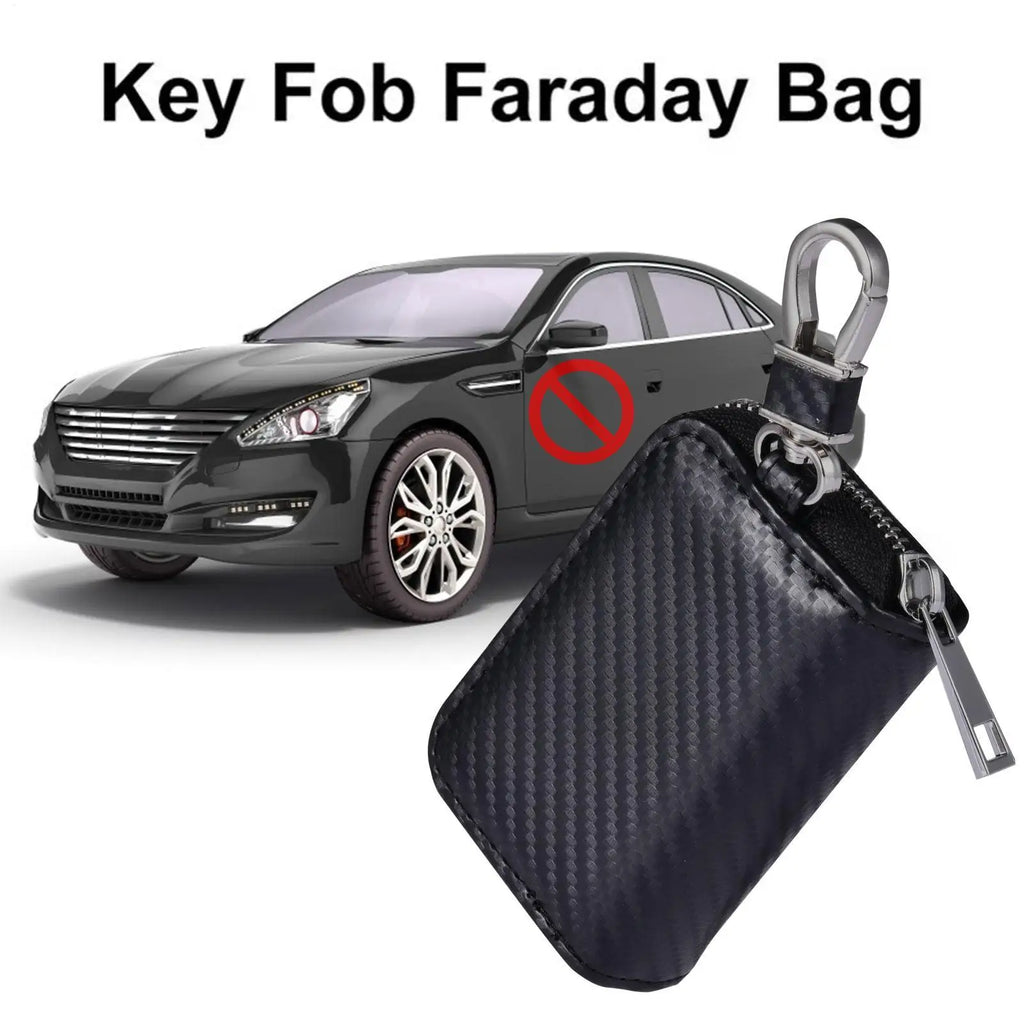 RFID Signal Blocking Key Fob Pouch | PU Leather Faraday Case RFID Blocking Pouch QXL
