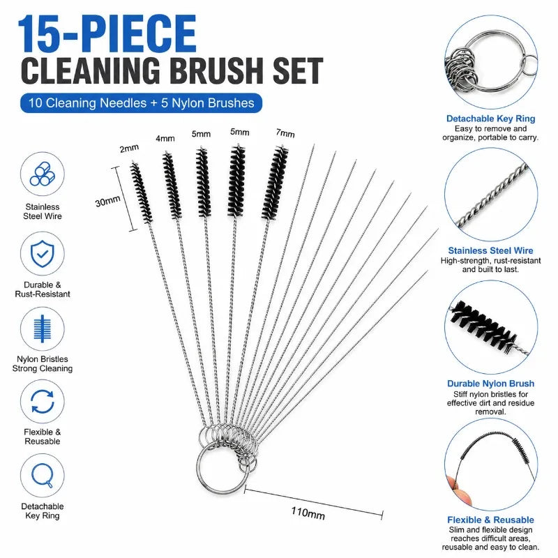 15-Pc Carburetor Cleaning Kit – Jet Needles & Brushes Carburetor Cleaning Kit QXL
