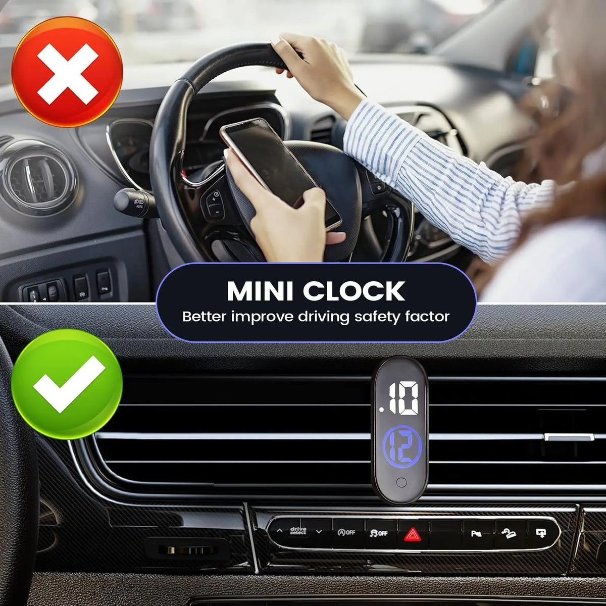 Mini LED Stick-On Dashboard Clock | Car & Motorcycle Dashboard Clock QXL