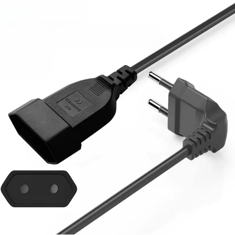EU CEE 2-Prong Angled Extension Cord | Male to Female Cable Power Extension Cord QXL 1.8M-EU-A