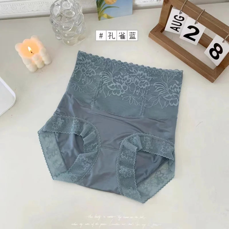 Women's Lace High-Waist Tummy Control Panties | Silk Crotch Tummy Control Panties QXL