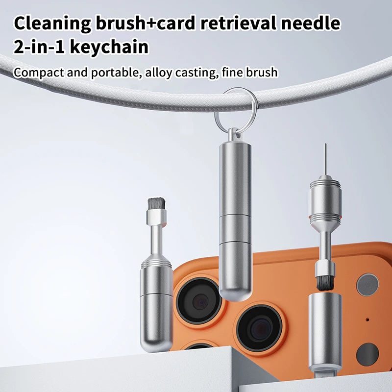 SIM Card Eject Pin & Earbuds Cleaning Brush with Keyring SIM Eject & Cleaning Tool QXL