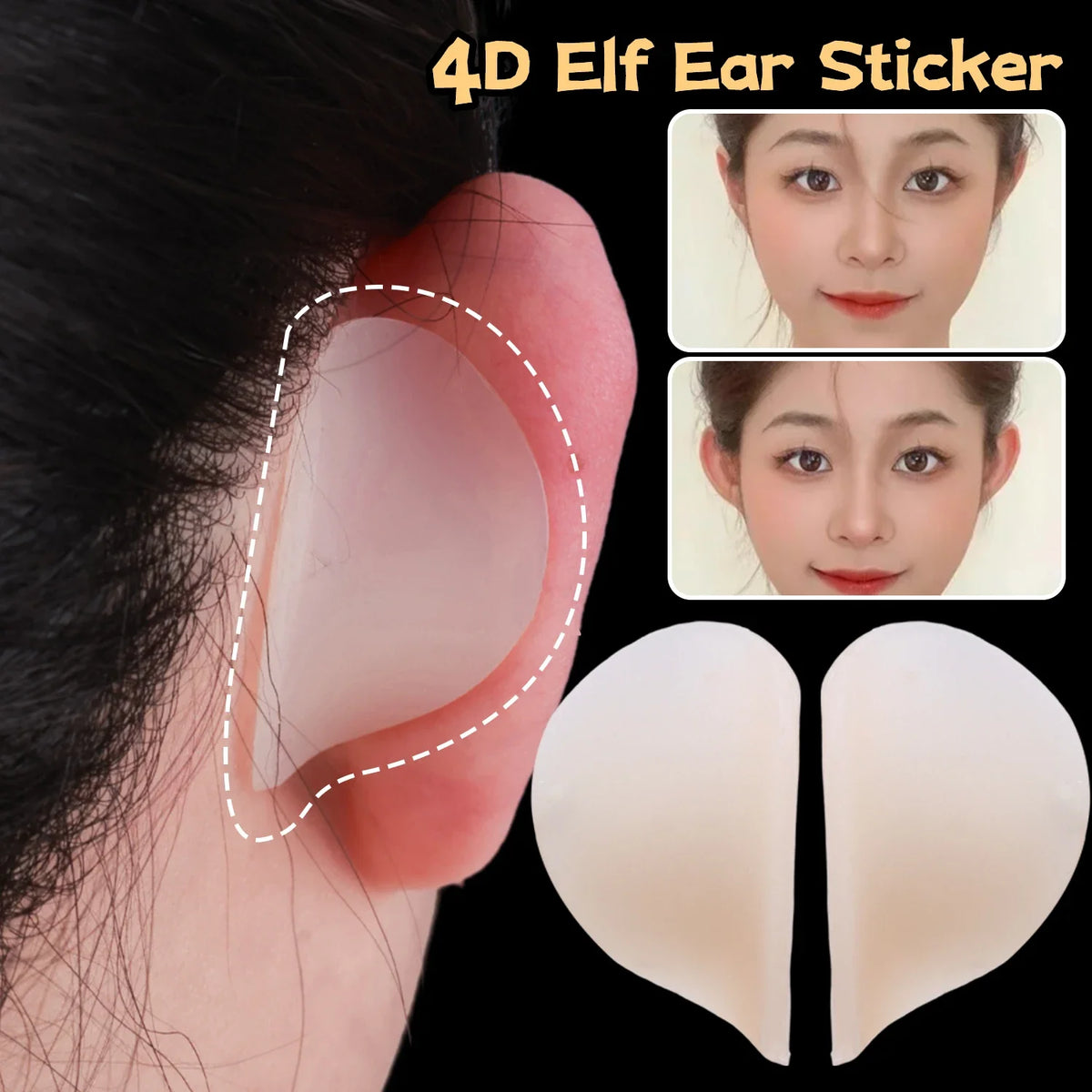 5-Pair Silicone Elf Ear Stickers | 4D Keel V-Face Patches Ear Shaping Stickers QXL