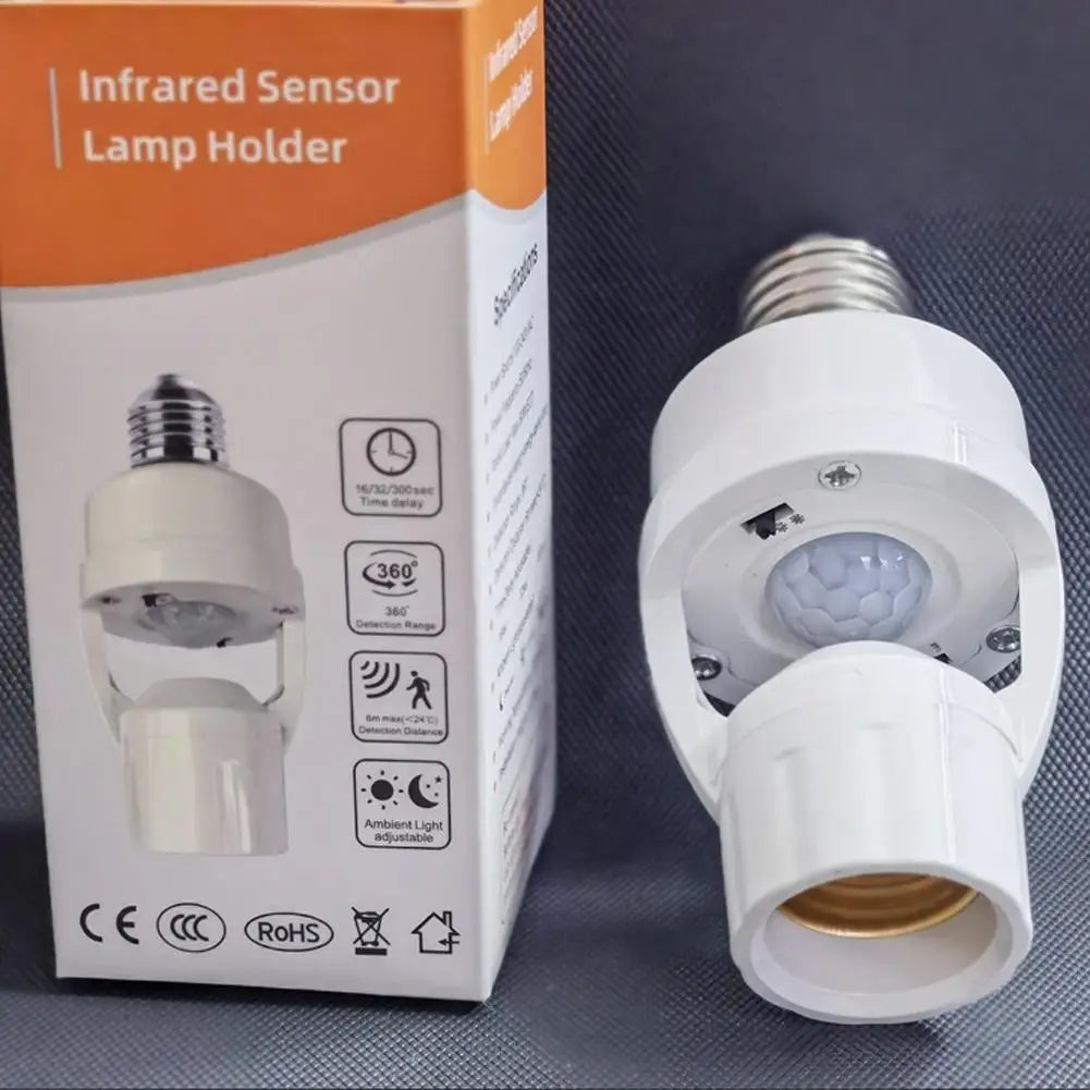 E27 PIR Motion Sensor Lamp Holder Adapter | Auto Light Switch Motion Sensor Lamp Adapter QXL