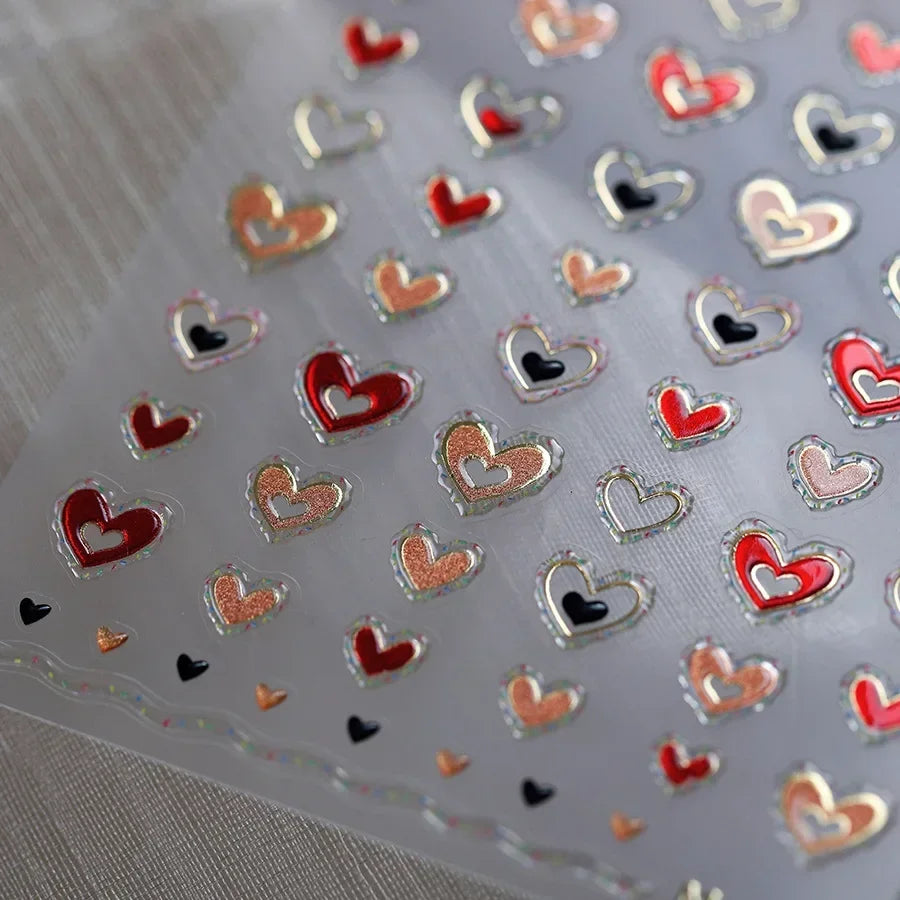 5D Jelly Silver Nail Art Stickers | Hearts, Gems & Letters Nail Art Stickers QXL